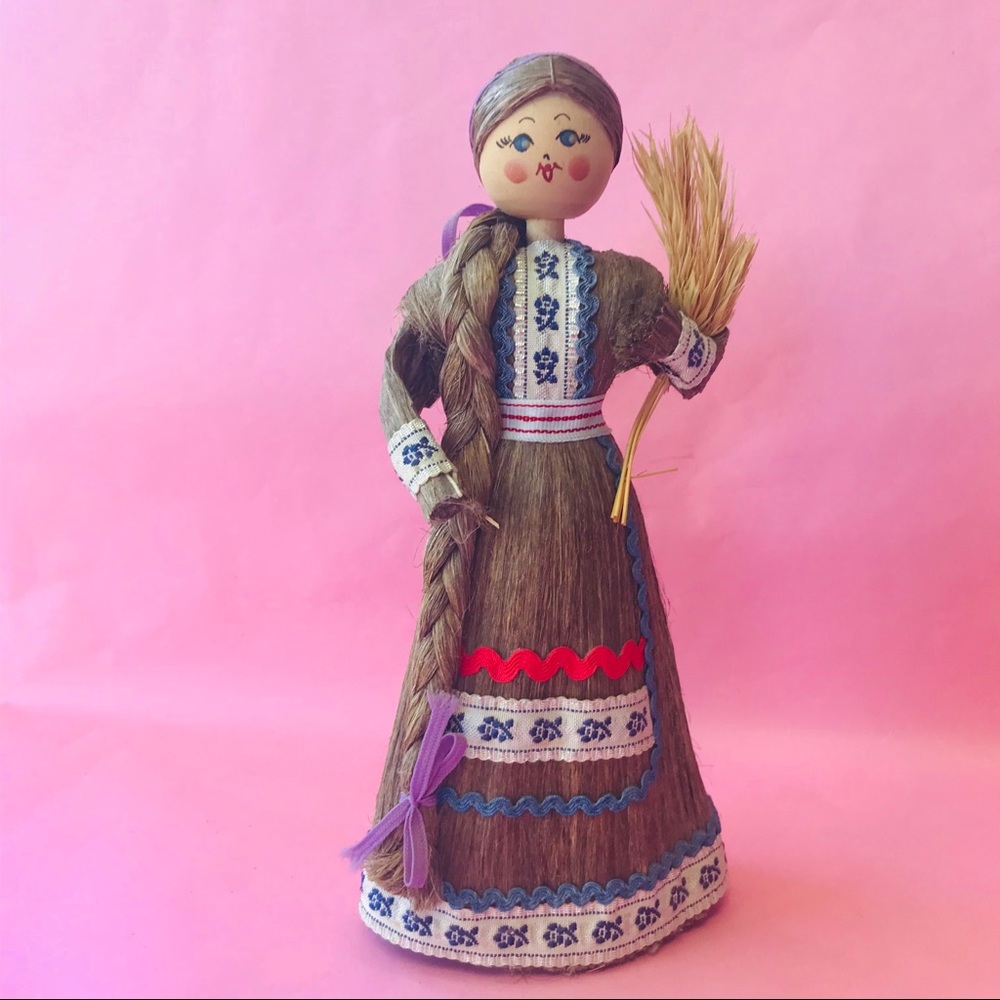 Vintage wood/linen folklore doll